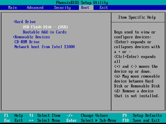 phoenix bios boot from cd-rom