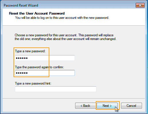 reset windows 7 password to new