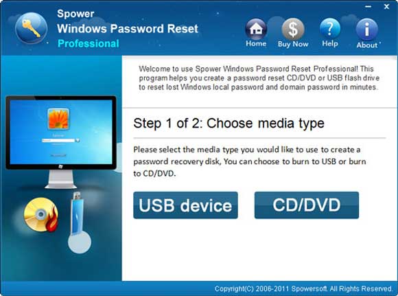 create windows 7 password reset disk with spower