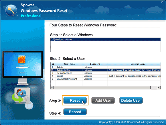 reset administrator password Windows 10