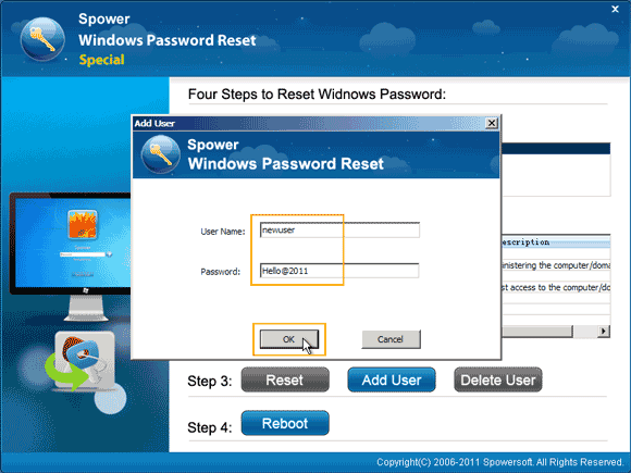 choose new username and password