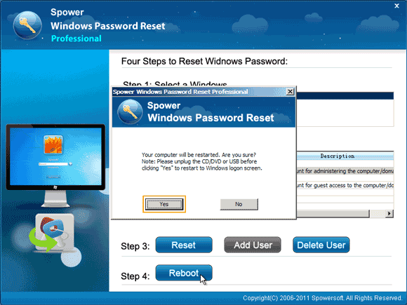 restart computer and unlock windows 10 without password
