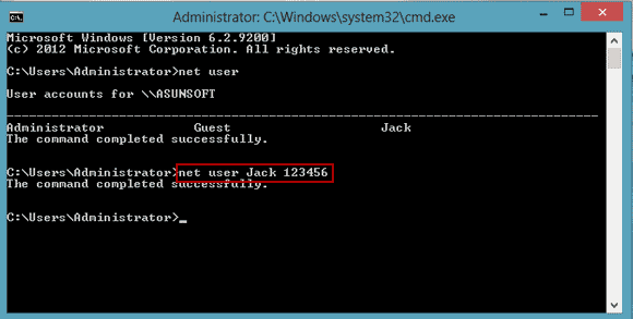 reset windows 8.1 password with command