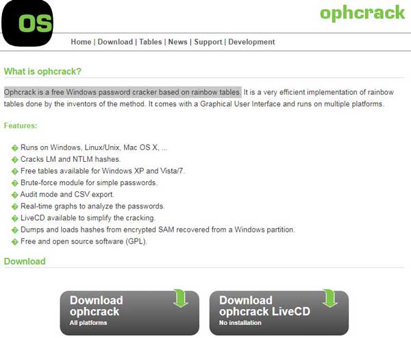 download Ophcrack